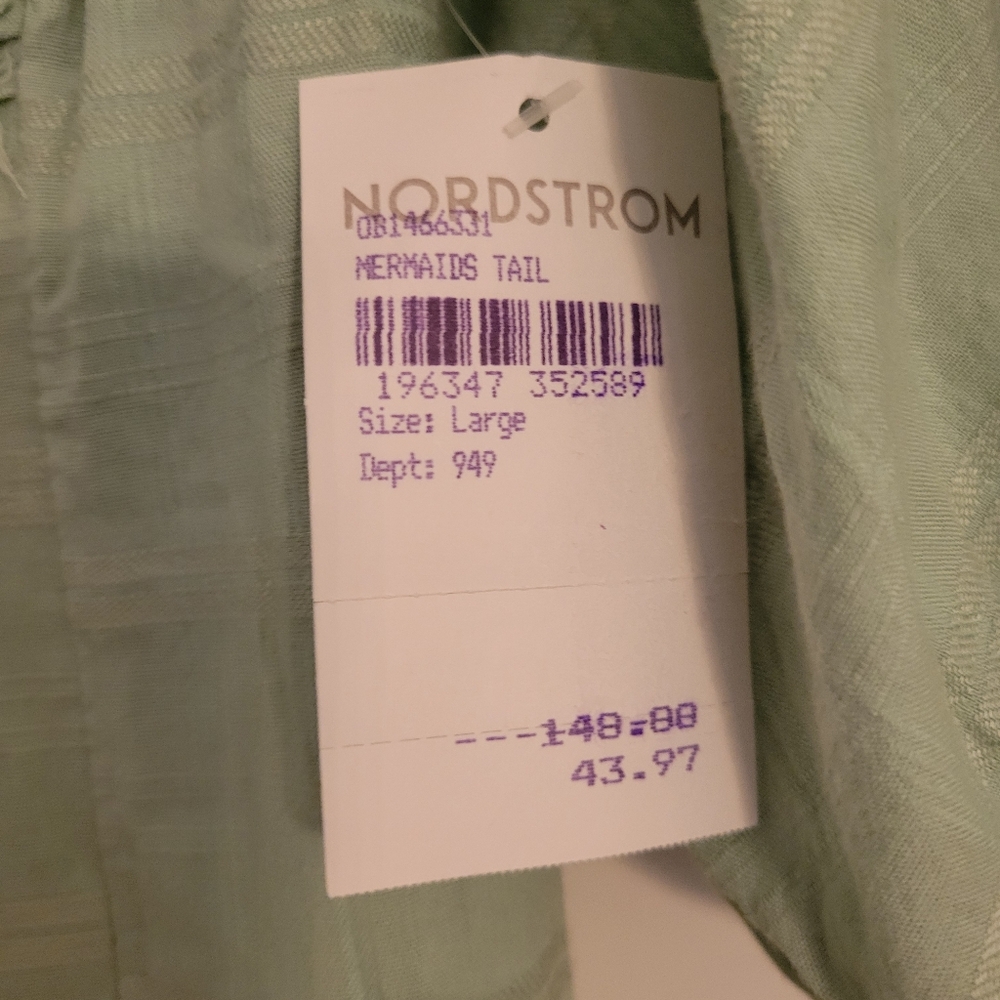 Free People Elora Pleated Ruffle Mini Dress L Windownpane Mermaid Tail Green$148 - Picture 4 of 11